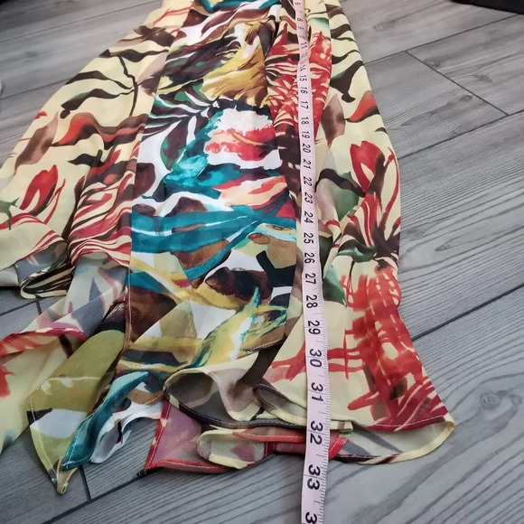 Chico's Womens Pleated Asymmetrical Skirt Sz 10 Multicolor Tropical Floral Flowy - Picture 11 of 11